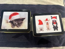 2 eckige Keksdosen mit Hund & Katzen Sujet