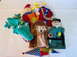 7x Handpuppen Set - bunte Stoffpuppen für Kinder