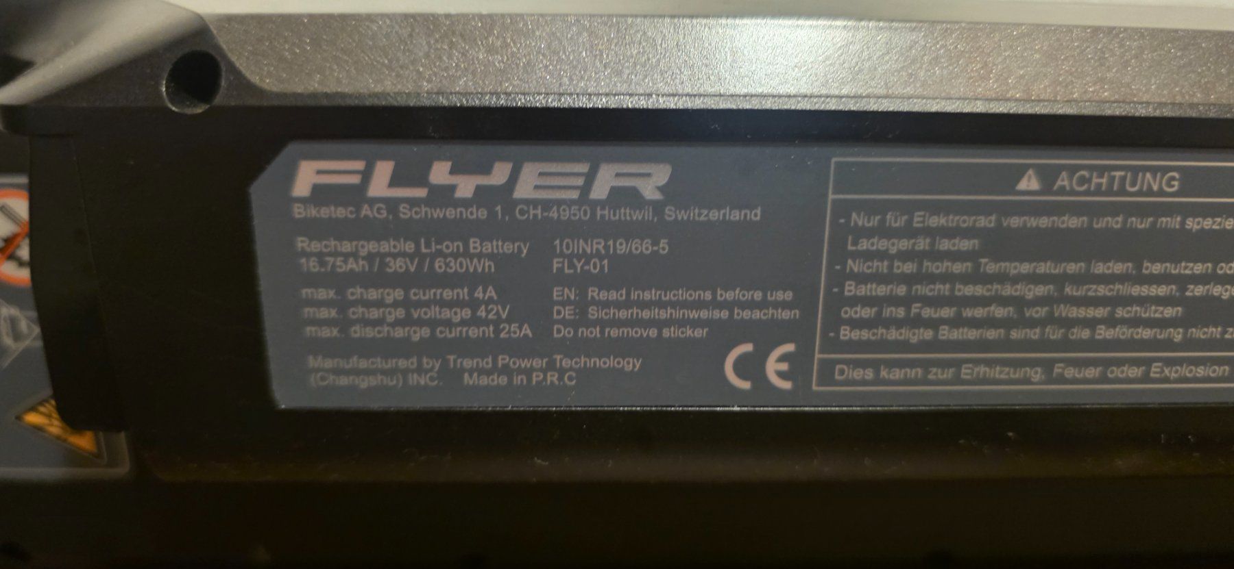Flyer Batterie: Flyer SIB 2.0 Akku - Panasonic – Usato da Buchs SG venduto da MATGEOMAR 3