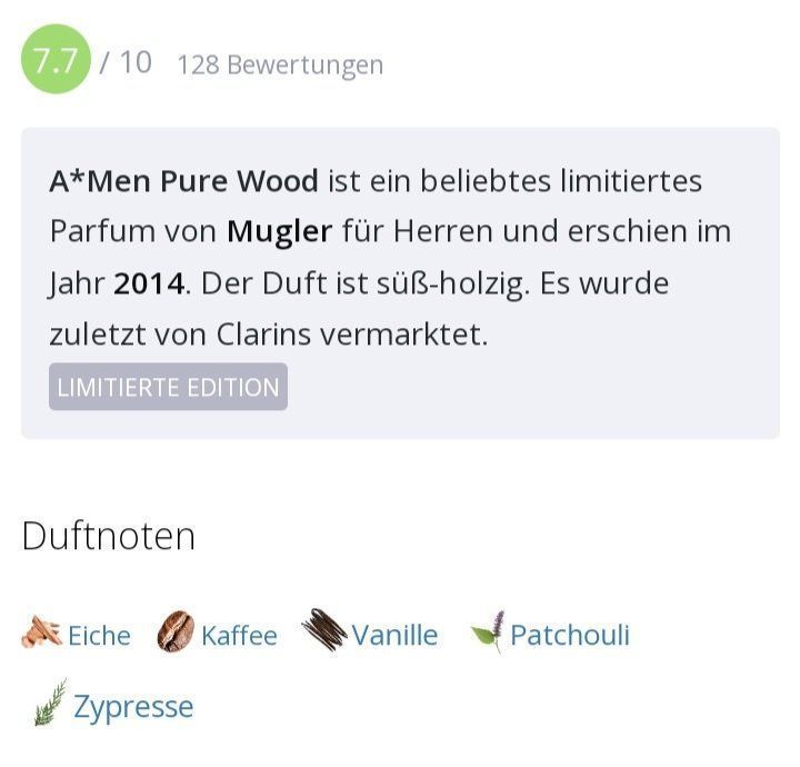 Mugler Profumi & Eau de Toilette: 2 ml MUGLER PURE WOOD ABFÜLLUNG – Nuovo (secondo la descrizione) da St. Gallen venduto da CaliSunshine 3