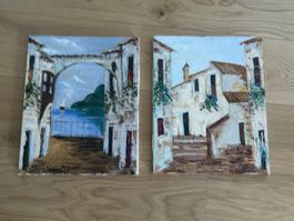 2er Set Bilder Mittelmeer-Motiv, Acryl, Mallorca