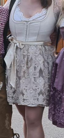 Krüger Dirndl beige offwhite mit Spitze und Perlen Gr. 44