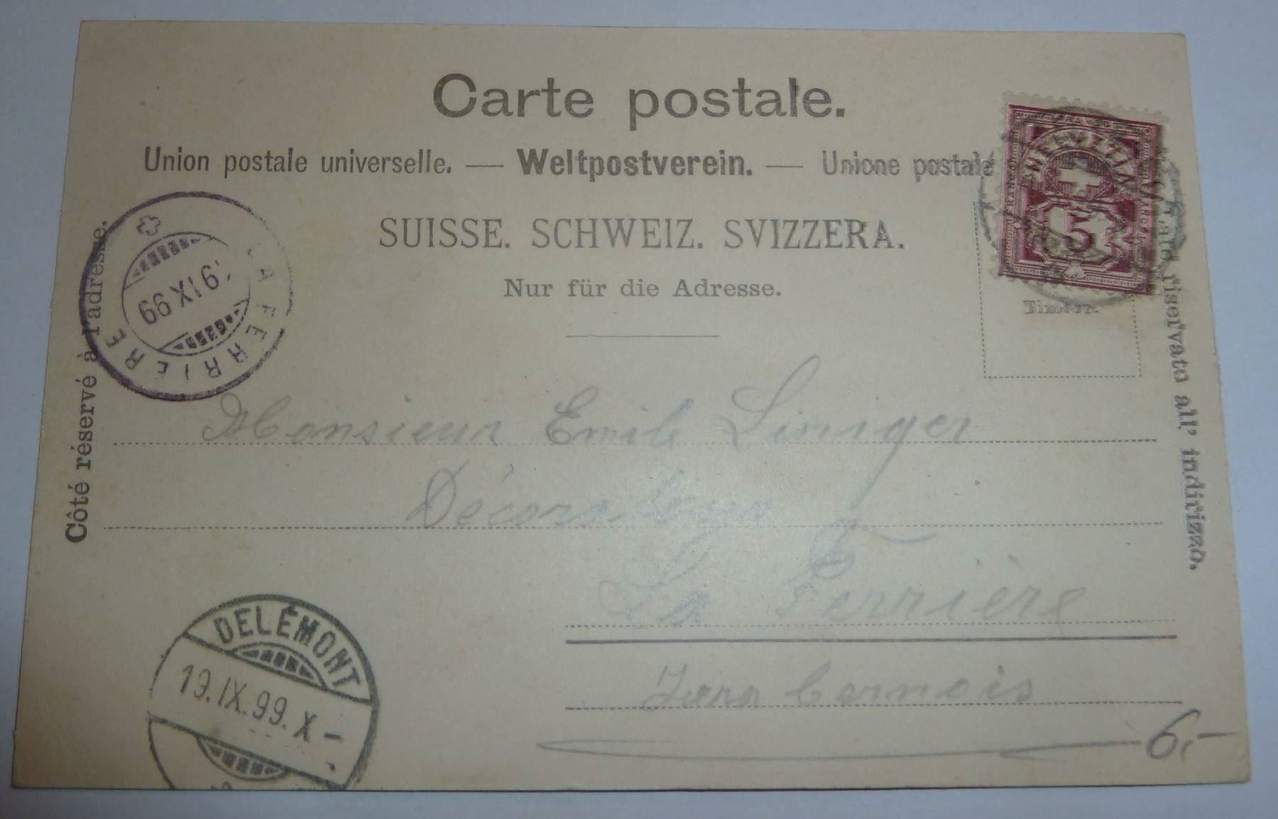 Cartoline postali: Delémont – Usato da Lajoux JU venduto da Briard0 1