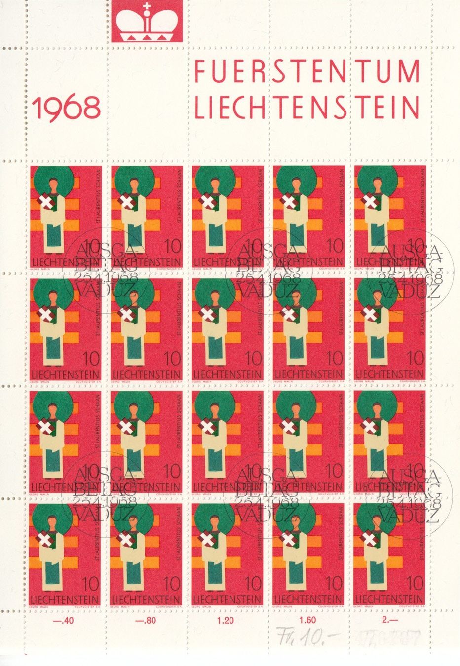 Tutti i francobolli: LBK 422 - 430 Bogen mit ET – Usato da Bürglen TG venduto da StampGraf 1