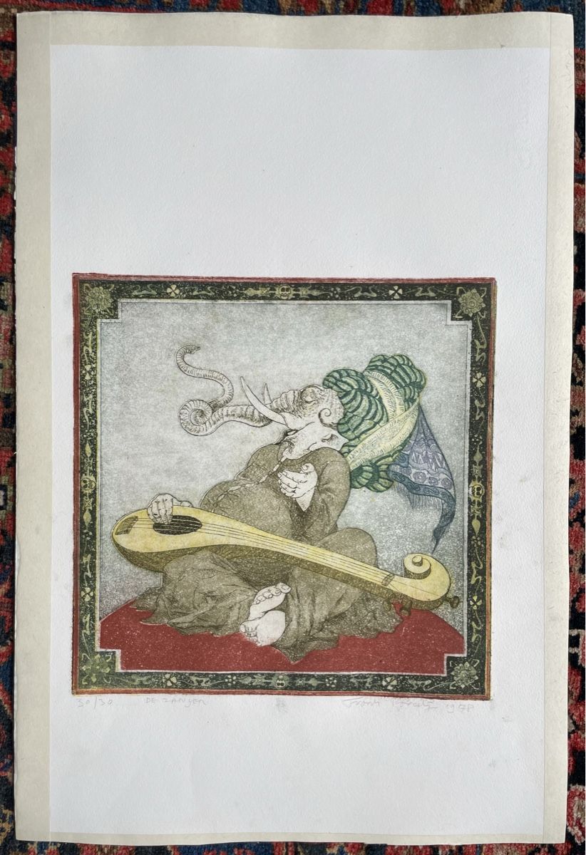 Grafiken & Lithographien: F. Porcelijn 1978 De Zanger eau-forte – Gebraucht aus Biel/Bienne von Galaq 1
