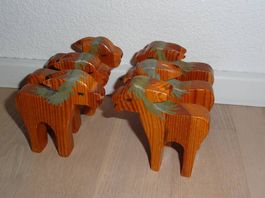 6 Esel Holzspielzeug