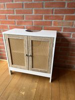 Waschunterschrank Rattan Optik Weiss 