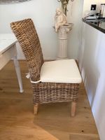 2 Rattan Stühle, Hochlehner + Sitzkissen