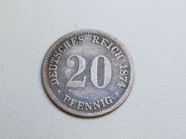 🇩🇪  Germany 20 Pfennig 1874 D - Silver