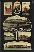 Basel, Bundesbahnhof, Rathaus, Rheinpano