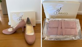 Hochzeits-Set: Brautschuhe Pumps rosa + passende Clutch