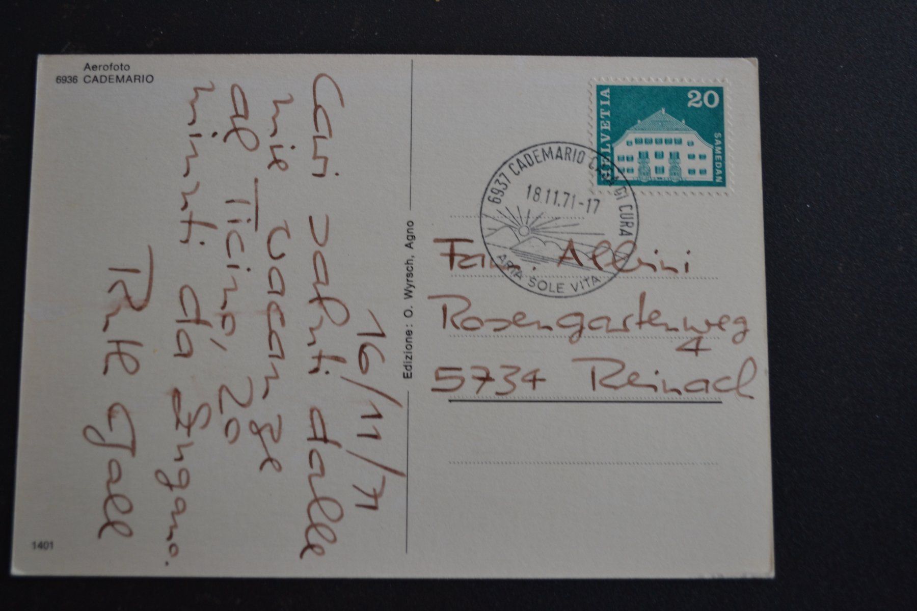 Cartoline postali: AK Cademario TI – Usato da Beinwil am See venduto da kajak55 1