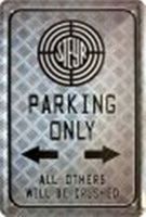Blechschild-STEYR-PARKING ONLY-GRAU
