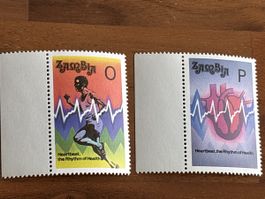Sambia Briefmarken O + P, Herzschlag, Top Zustand!