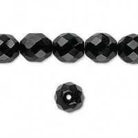 10 Perlen Glas facettiert  8mm schwarz