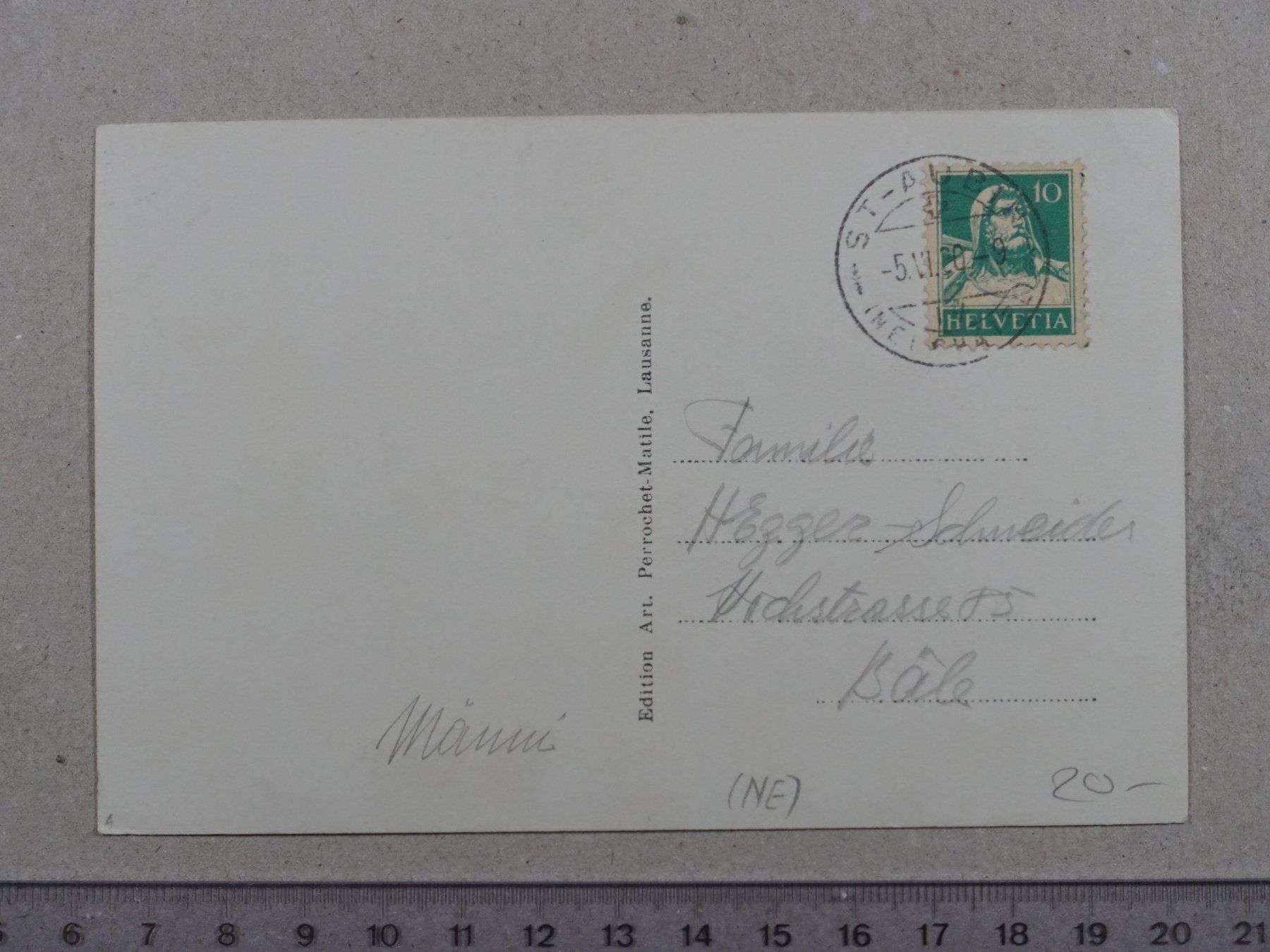Ansichtskarten: St-Aubin, 1920 – Gebraucht aus Lenzburg von fh1 1