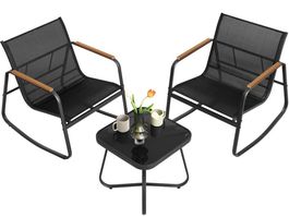 Gartenmöbel Set Schaukelstühle Tisch Schwarz Balkon SARAH
