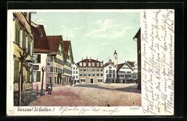 AK Gossau, Partie am Dorfplatz, 1902