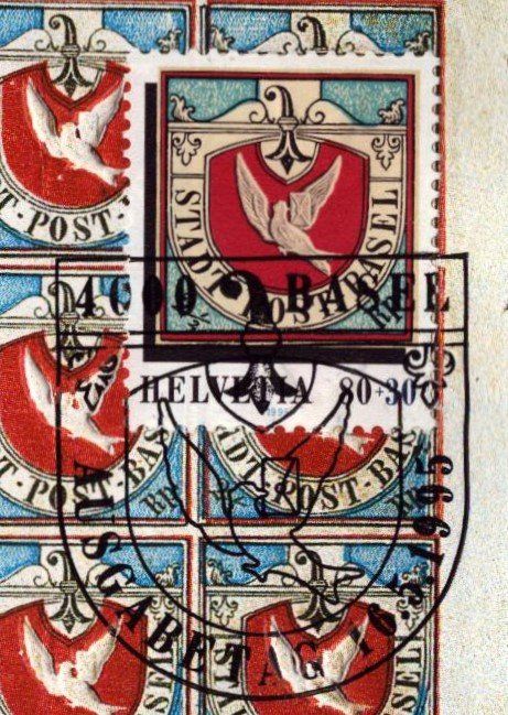 Tutti i francobolli: 1995: W75 Baslertaube 15er-Block mit Blockausschnitt – Usato da Delémont venduto da Silte 1