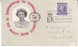 Kanada Coronation Queen Elizabeth ll FDC mit Inhalt