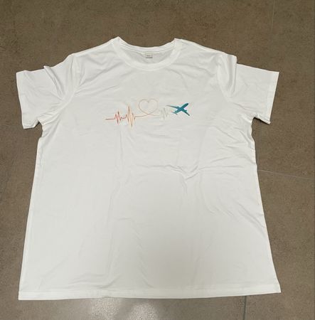 Weisses T-Shirt mit Flugzeug Motiv, Gr. XL, neu