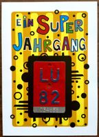 Glückwunschkarte 44 Jahre, Schnapszahl mit Velonummer 1982