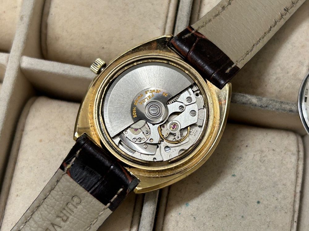 Montre Suisse Homme Felca Skymaster – Automatique Mécanique – Boîtier Doré 34 Mm – Vintage – Fonctionne
