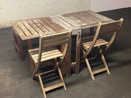 IKEA Holztisch mit 2 Klappstühlen und 1 Bank