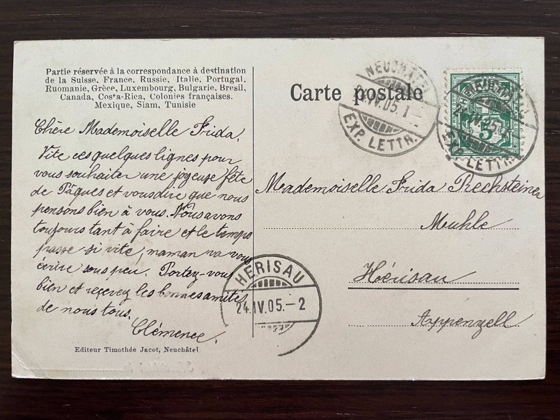 Cartoline postali: NEUCHÂTEL  2 Kitschkarten, Bonne Année, Joyeuses Pâques – Usato da Wald ZH venduto da TLILEF 4