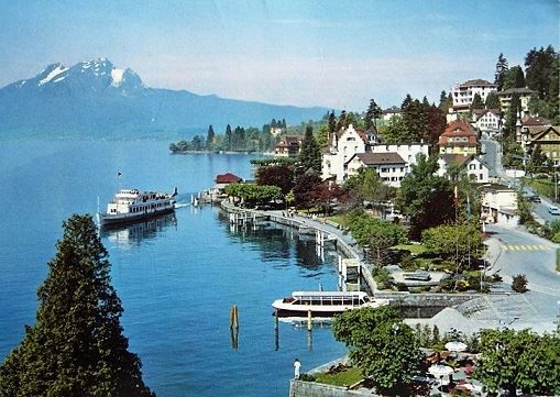 Ansichtskarten: WEGGIS Promenade mit Pilatus, Schiff – Gebraucht aus Jona von philajona