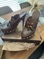 Vintage Gucci Heels with Wooden Sole, Brown, Size 41 (EU 40)