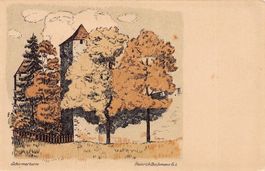Alt-Luzern, Schirmerturm, Zeichnung Heinrich Bachmann 6t