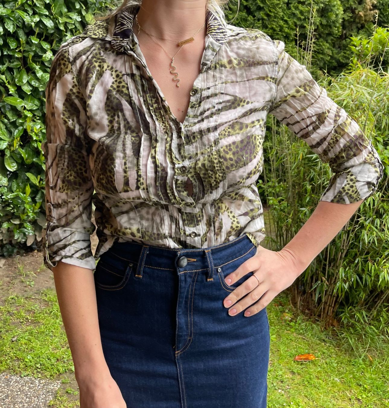 Blusen: Exklusiv Camicia lunga-zebrato-cotone con seta-tgS/M – Neu (gemäss Beschreibung) aus Gordevio von LanaZimm 1