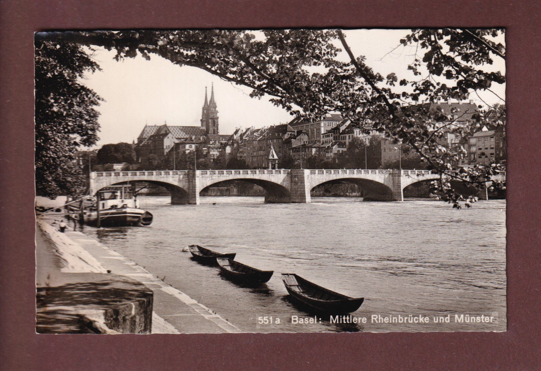 Cartoline postali: BASEL - Mittlere Rheinbrücke - 1956 – Usato da Pully venduto da nicecards-shop