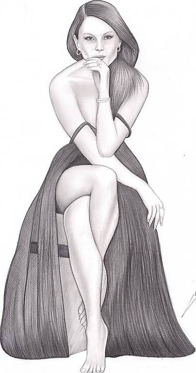Gemälde: Sexy Julianne Moore, dessin A4, original – Gebraucht aus Ecublens VD von Largo1