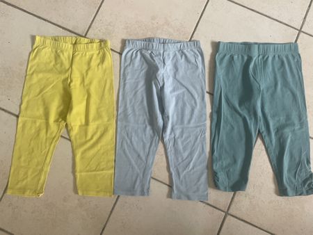 3 Capri-Leggings Gr.140, Türkis, Gelb, Hellblau