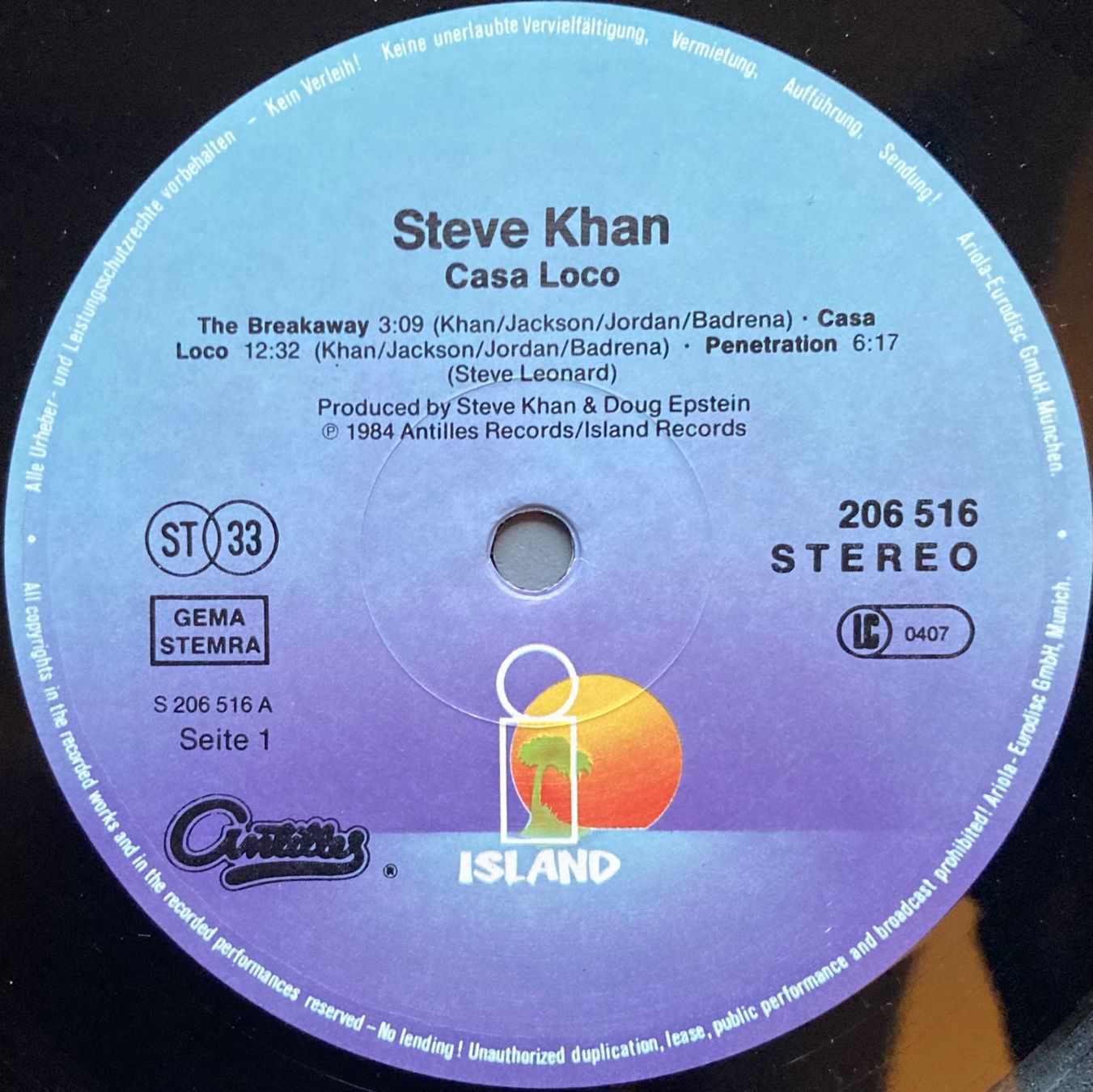 Vinyles: STEVE KHAN - CASA LOCO – D'occasion à Poliez-Pittet par Newtown-Records 2