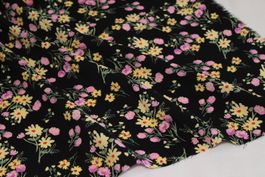Stoff Kleiderstoff Viscose schwarz/Blumen