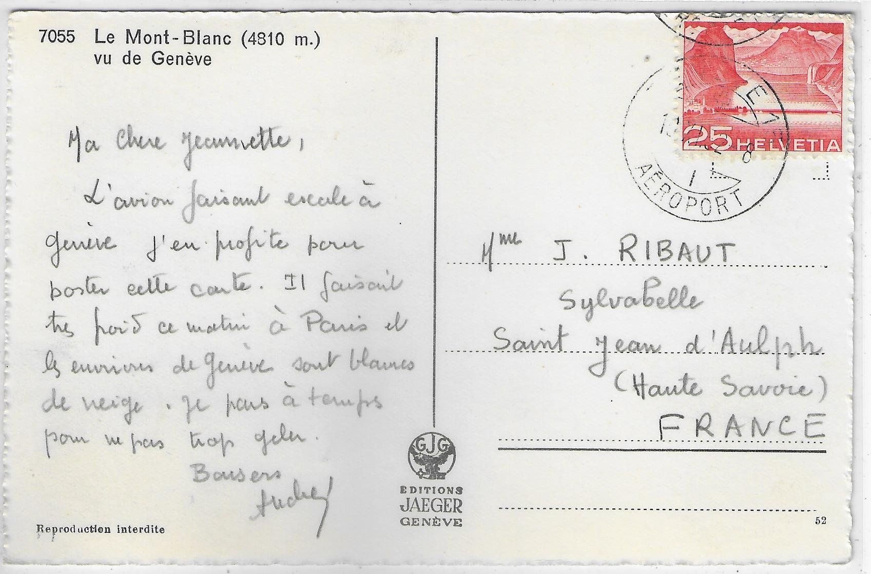 Cartoline postali: Le Mont-Blanc vu de Geneve – Usato da Ettingen venduto da Kartenplanet 1