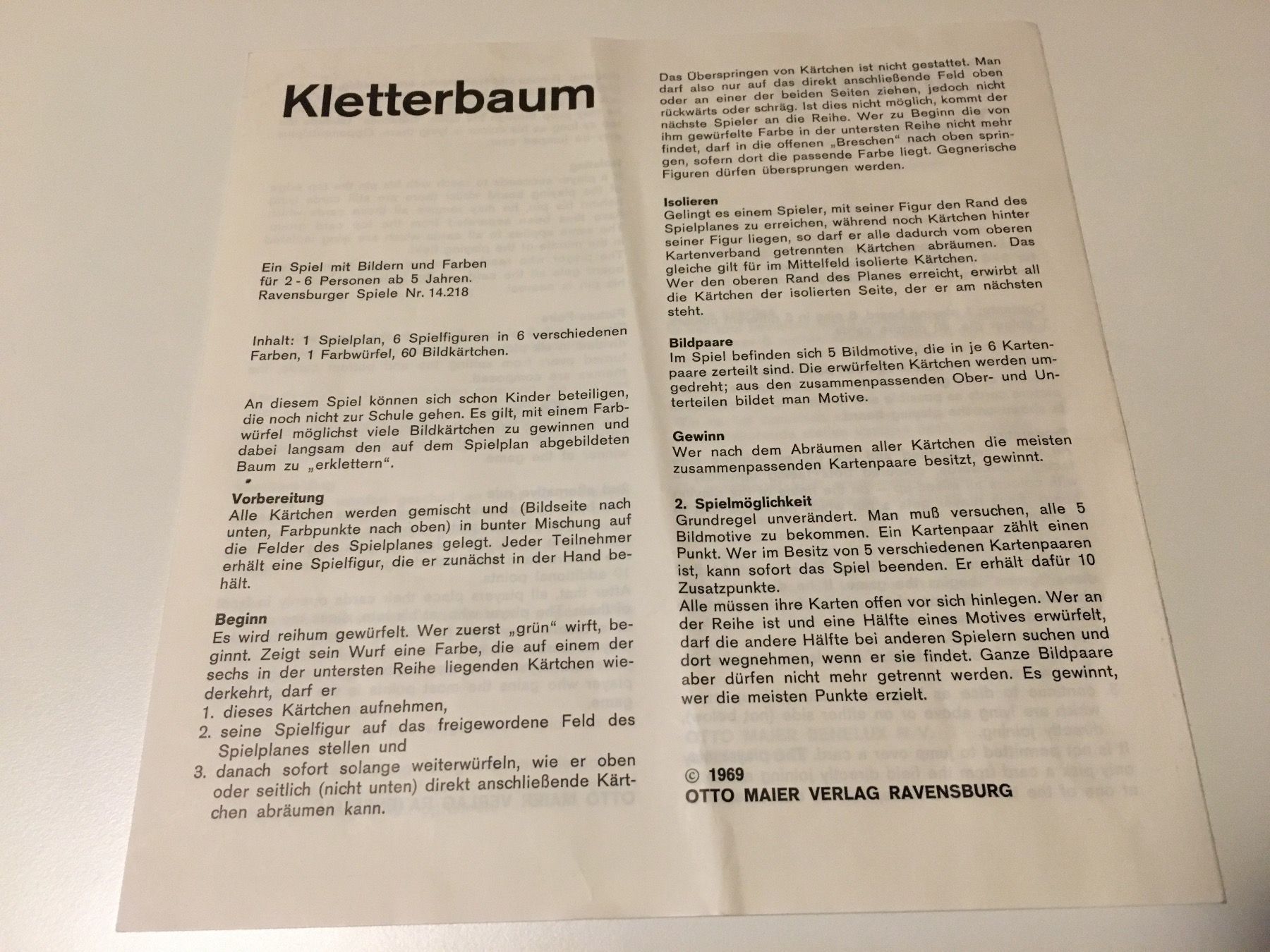 Ravensburger Giochi: Kletterbaum - Spiel von Ravensburger - 1969 – Usato da Andwil SG venduto da Rainboli 6