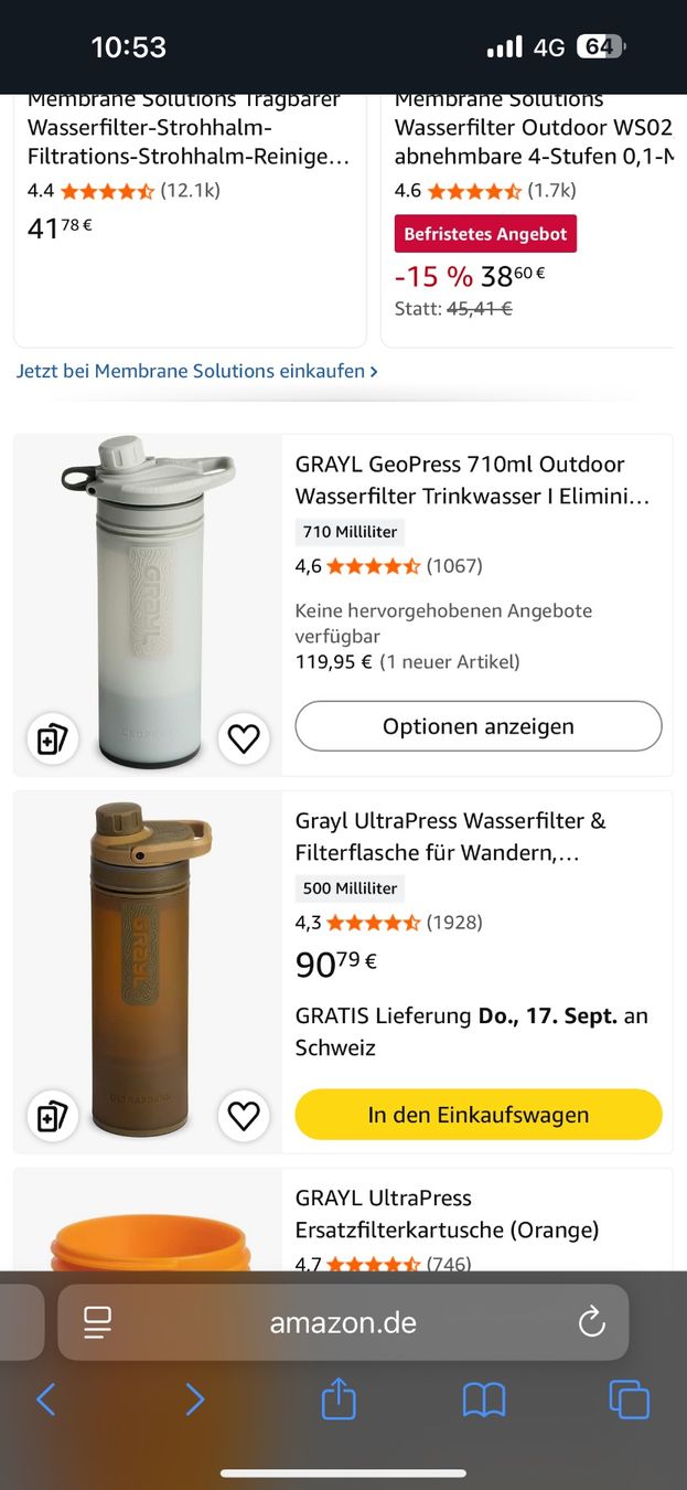 Camping Fahrzeuge: Campingzubehör Gradl Outdoor Wasserfilter – Neu und originalverpackt aus Solothurn von See203 3