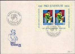 1962 J199 50 Jahre Pro Juventute Marken Jubiläumsblock FDC
