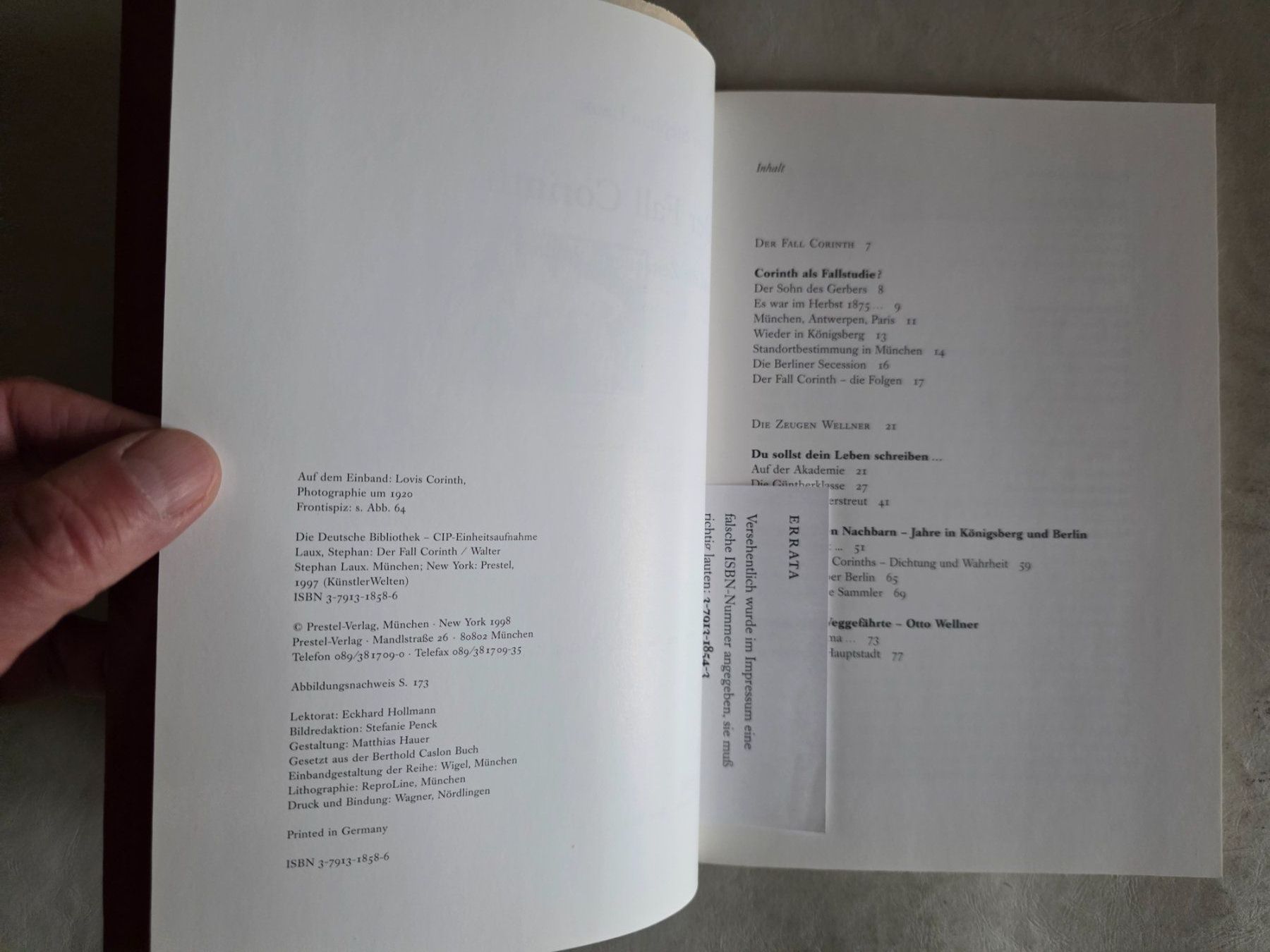 Libri: Walter Stephan Laux - Der Fall Corinth - 1997 – Usato da Walterswil BE venduto da Lonitti 9