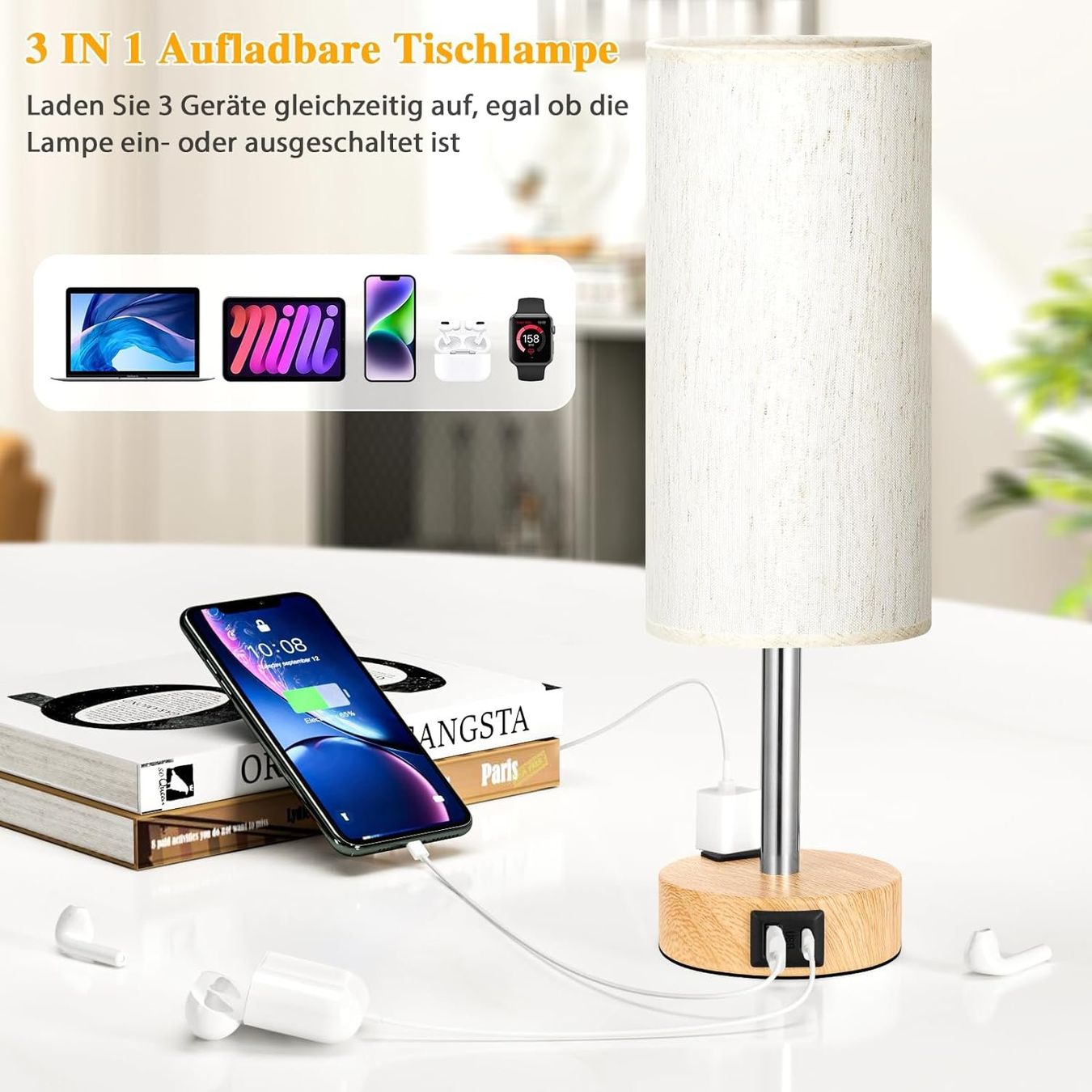 Lampade: Nachttischlampe Touch Dimmbar mit USB – Nuovo e nell'imballaggio originale da Nuglar venduto da SaleRitter 3