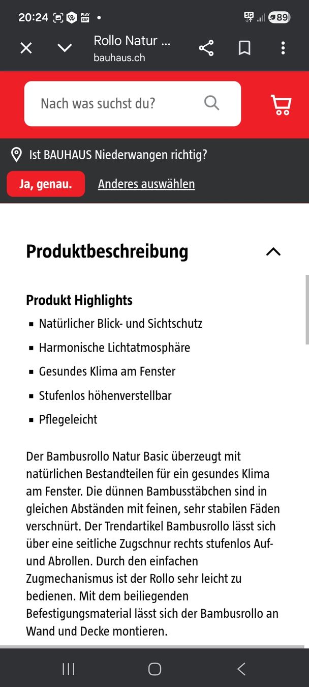 Markisen: Bambusrollo Schokobraun 140x160cm – Neu und originalverpackt aus Hendschiken von MikeMu 1