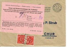Bern-Chur Nachporto, Taxen auf Briefpostsend.für Fachhalter