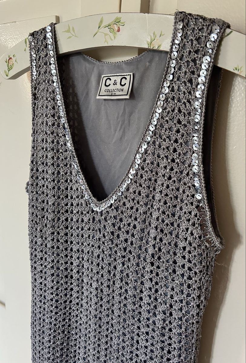 Vestiti: C&C Collection Silver Crochet Sequin Dress - Size S/M – Nuovo (secondo la descrizione) da Zürich venduto da Mistral61 1