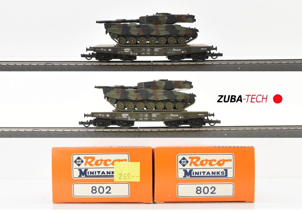 Roco 2x 802 Panzertransportwagen der DB GS H0 mit OVP (Gebraucht) in St ...
