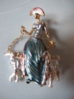 Wunderschöne Brosche Dame mit Windhunden, Modeschmuck, Top!