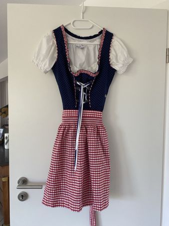 Dirndl Kleid blau rot kariert top Zustand